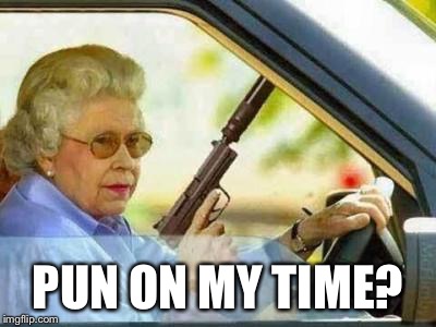 Angry Grandmother | PUN ON MY TIME? | image tagged in angry grandmother | made w/ Imgflip meme maker