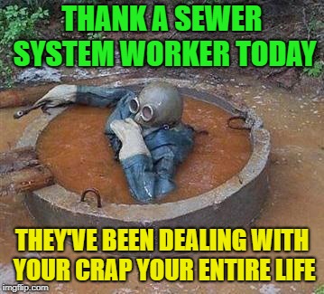 Seriously, that's longer than most people are willing to deal with it... | THANK A SEWER SYSTEM WORKER TODAY; THEY'VE BEEN DEALING WITH YOUR CRAP YOUR ENTIRE LIFE | image tagged in dive into septic,double meaning,thank you,funny | made w/ Imgflip meme maker