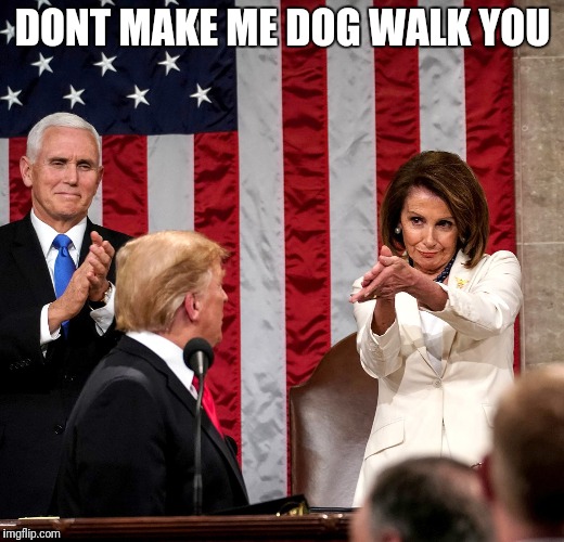 SOTU 2019 | DONT MAKE ME DOG WALK YOU | image tagged in sotu 2019 | made w/ Imgflip meme maker