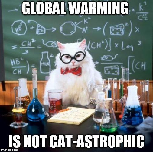 Chemistry Cat | GLOBAL WARMING; IS NOT CAT-ASTROPHIC | image tagged in memes,chemistry cat | made w/ Imgflip meme maker