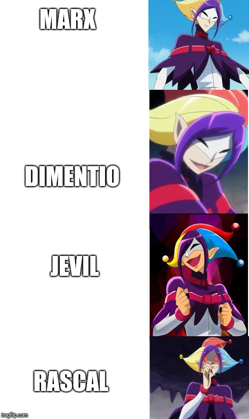 MARX; DIMENTIO; JEVIL; RASCAL | image tagged in rascal's preferences | made w/ Imgflip meme maker