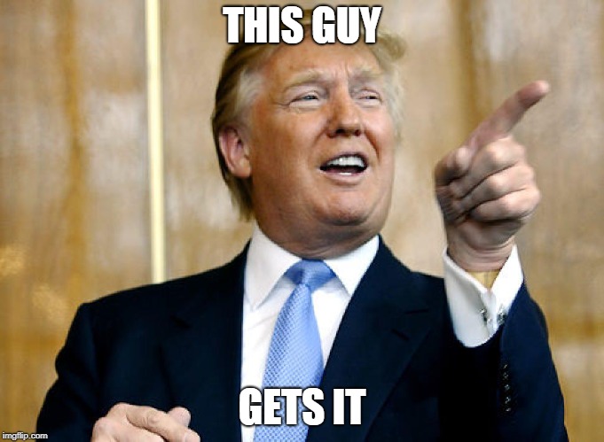 Donald Trump Pointing | THIS GUY GETS IT | image tagged in donald trump pointing | made w/ Imgflip meme maker