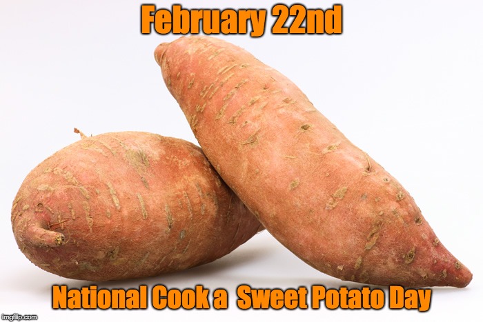 Sweet Potato Day | February 22nd; National Cook a 
Sweet Potato Day | image tagged in memes,farm,farmer | made w/ Imgflip meme maker