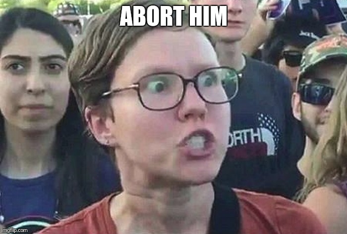 Triggered Liberal | ABORT HIM | image tagged in triggered liberal | made w/ Imgflip meme maker
