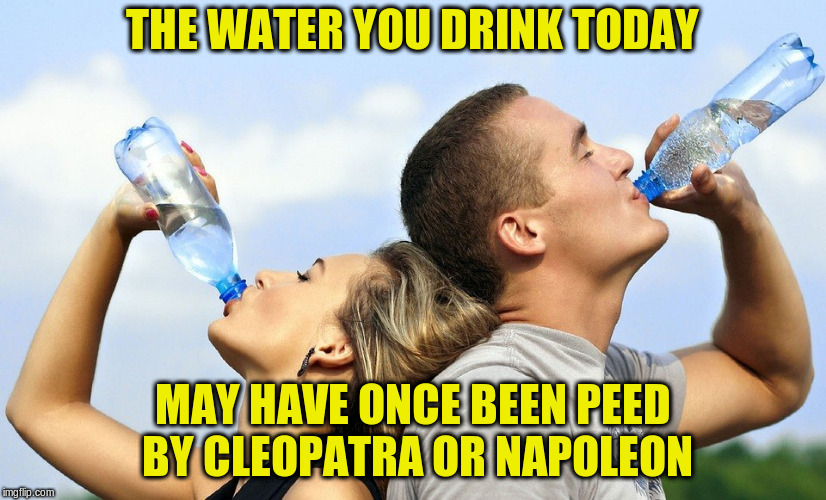 Certainly by some average Joe or Jane | THE WATER YOU DRINK TODAY; MAY HAVE ONCE BEEN PEED BY CLEOPATRA OR NAPOLEON | image tagged in memes,water,pee | made w/ Imgflip meme maker