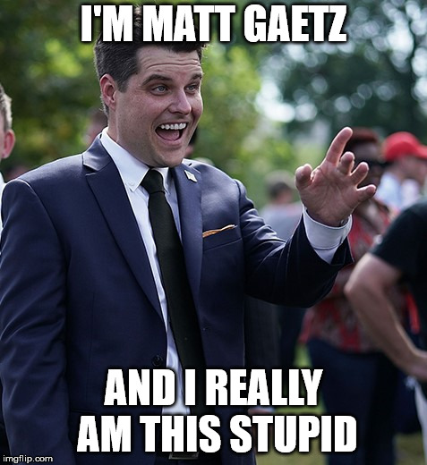 Matt Gaetz | I'M MATT GAETZ; AND I REALLY AM THIS STUPID | image tagged in matt gaetz | made w/ Imgflip meme maker