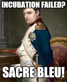 Napoleon Bonapart  | INCUBATION FAILED? SACRE BLEU! | image tagged in napoleon bonapart | made w/ Imgflip meme maker
