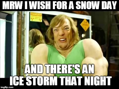 Buff Shaggy | MRW I WISH FOR A SNOW DAY; AND THERE'S AN ICE STORM THAT NIGHT | image tagged in buff shaggy | made w/ Imgflip meme maker