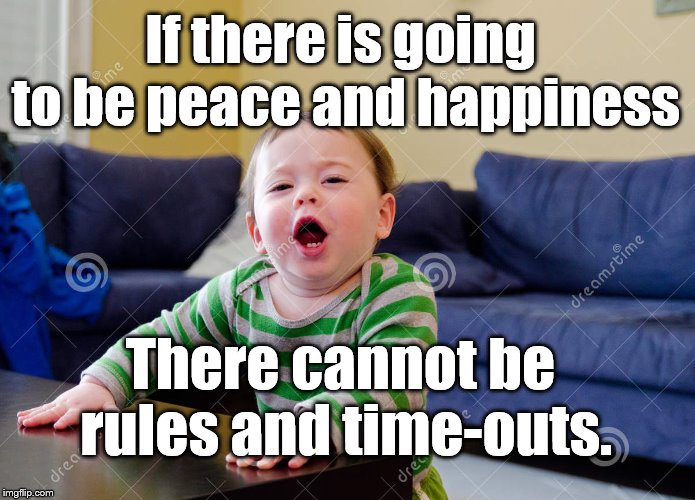 State of the Family | If there is going to be peace and happiness; There cannot be rules and time-outs. | image tagged in my way,compromise,consequences | made w/ Imgflip meme maker