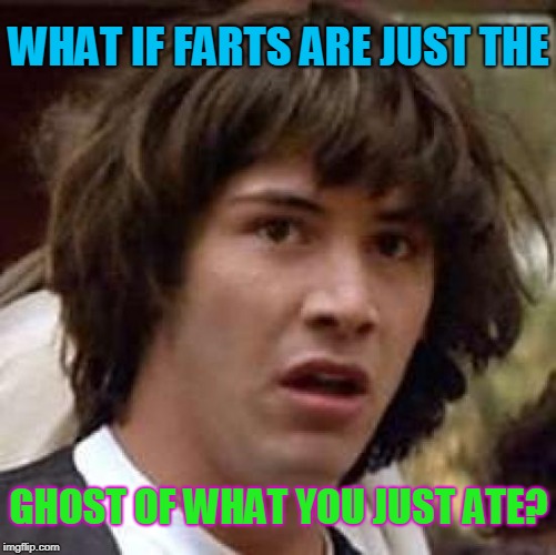 Conspiracy Keanu Meme | WHAT IF FARTS ARE JUST THE; GHOST OF WHAT YOU JUST ATE? | image tagged in memes,conspiracy keanu | made w/ Imgflip meme maker