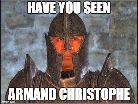 Oblivion Guard | HAVE YOU SEEN; ARMAND CHRISTOPHE | image tagged in oblivion guard | made w/ Imgflip meme maker