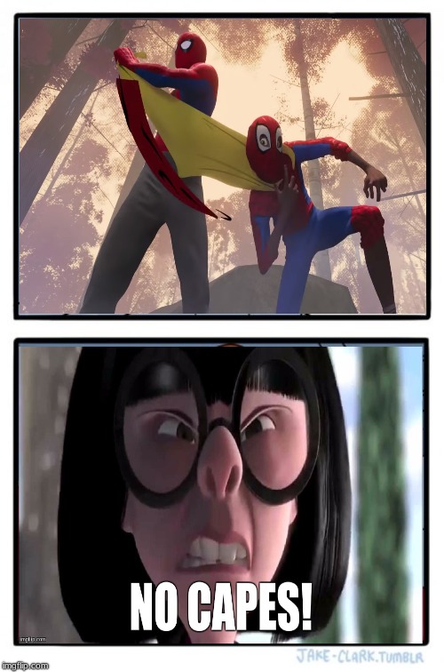No capes, miles lol | image tagged in memes,spider man,funny,lol | made w/ Imgflip meme maker