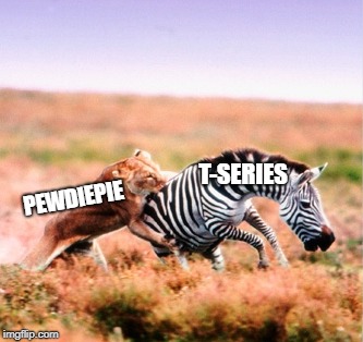 Lion Hunt | T-SERIES; PEWDIEPIE | image tagged in lion hunt | made w/ Imgflip meme maker