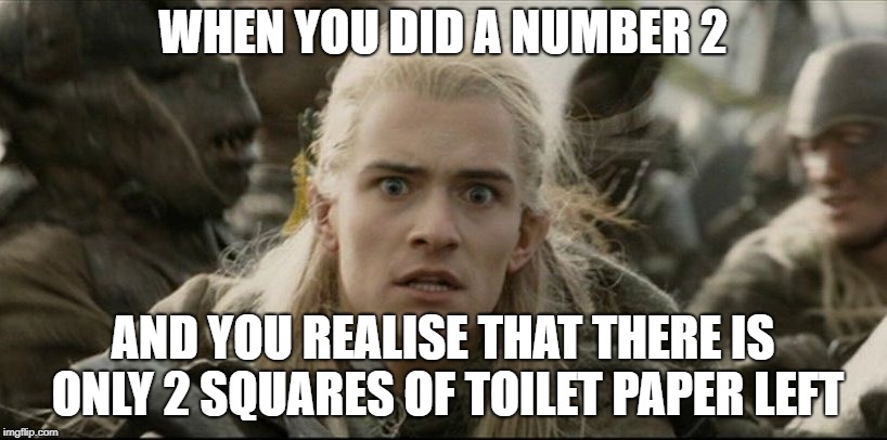 when you realise | WHEN YOU DID A NUMBER 2; AND YOU REALISE THAT THERE IS ONLY 2 SQUARES OF TOILET PAPER LEFT | image tagged in when you realise,memes,funny,latest | made w/ Imgflip meme maker