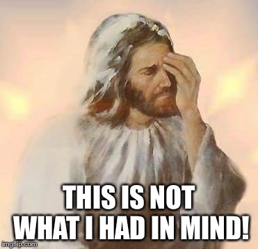 Annoyed Jesus | THIS IS NOT WHAT I HAD IN MIND! | image tagged in annoyed jesus | made w/ Imgflip meme maker
