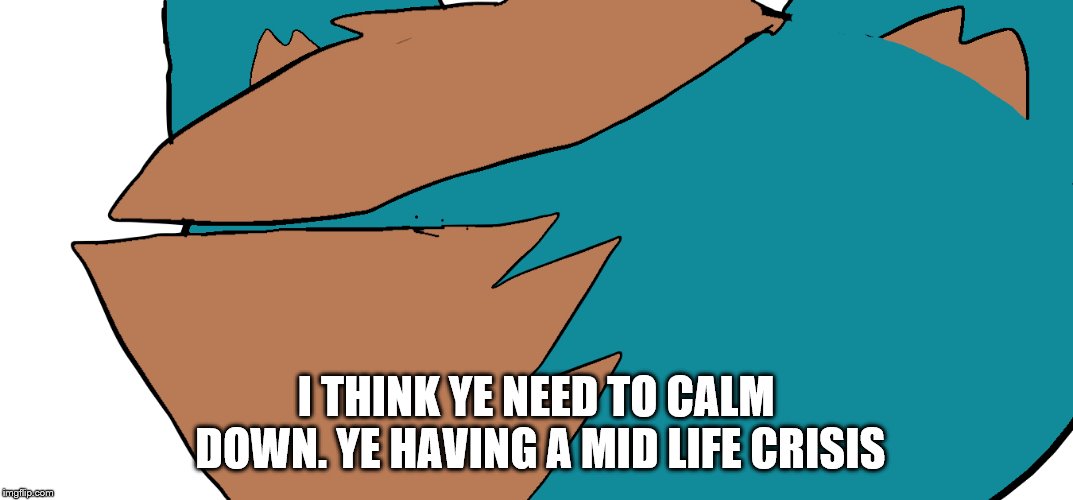 I THINK YE NEED TO CALM DOWN. YE HAVING A MID LIFE CRISIS | made w/ Imgflip meme maker