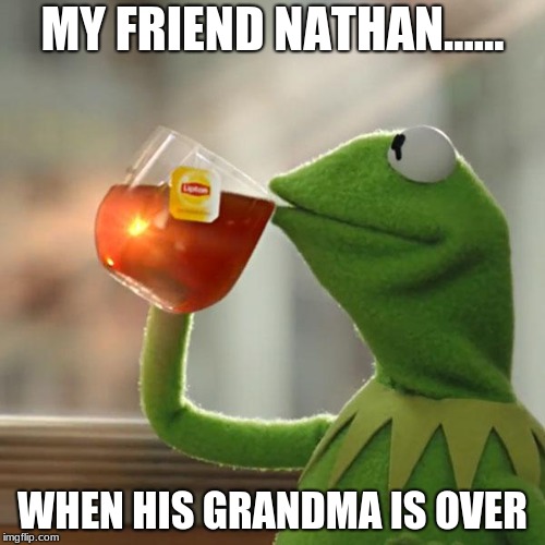 But That's None Of My Business | MY FRIEND NATHAN...... WHEN HIS GRANDMA IS OVER | image tagged in memes,but thats none of my business,kermit the frog | made w/ Imgflip meme maker