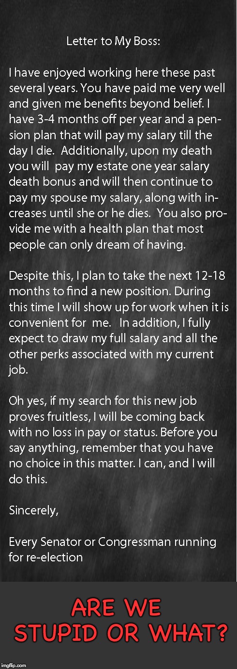 Letter to my boss | ARE WE STUPID OR WHAT? | image tagged in politics | made w/ Imgflip meme maker