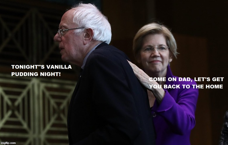 A place for dad | image tagged in bernie sanders,elizabeth warren,a place for mom,pudding,retirement,old folks home | made w/ Imgflip meme maker