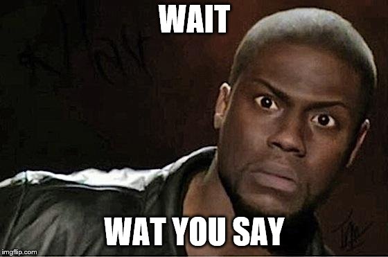 Kevin Hart Meme | WAIT; WAT YOU SAY | image tagged in memes,kevin hart | made w/ Imgflip meme maker