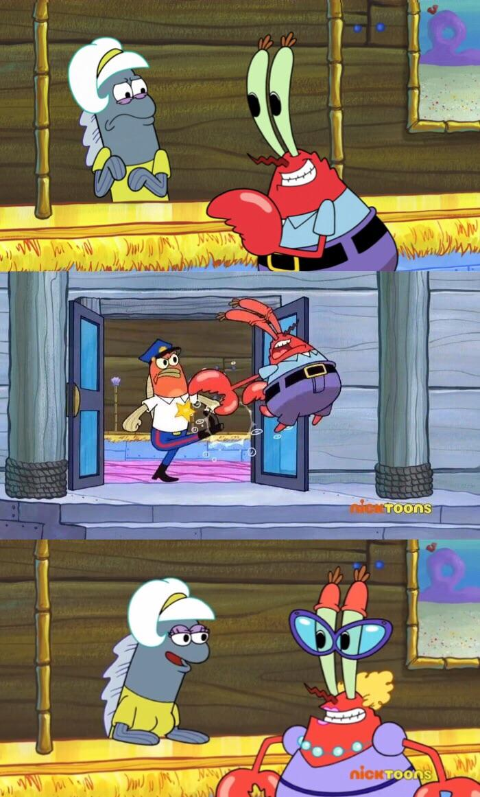 Mr Krabs Changing clothes Blank Meme Template