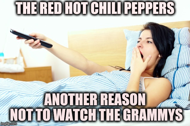 At least they found a host | THE RED HOT CHILI PEPPERS; ANOTHER REASON NOT TO WATCH THE GRAMMYS | image tagged in boooriiing,awards,grammys,see nobody cares,i sleep,hockey baby | made w/ Imgflip meme maker