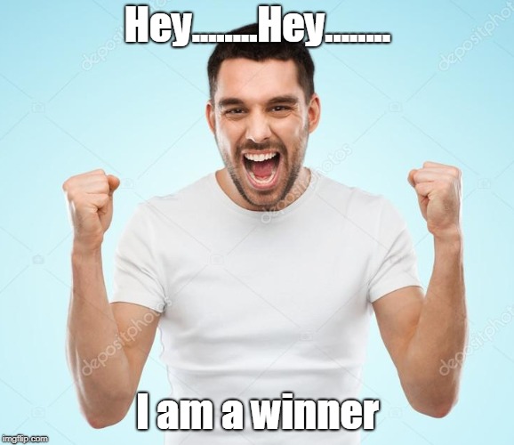 cheer boy | Hey........Hey........ I am a winner | image tagged in funny memes | made w/ Imgflip meme maker