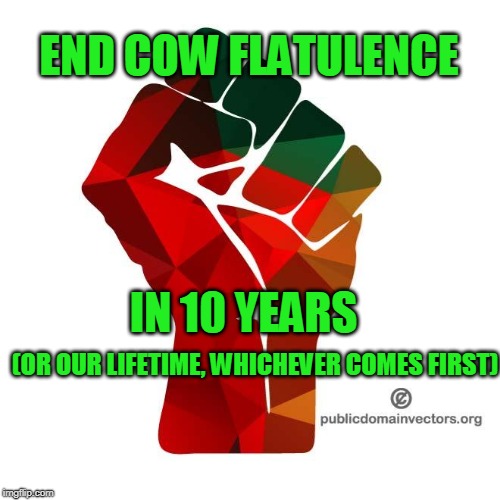 Just Do It | END COW FLATULENCE; IN 10 YEARS; (OR OUR LIFETIME, WHICHEVER COMES FIRST) | image tagged in green new deal,cow flatulence,alexandria ocasio-cortez | made w/ Imgflip meme maker