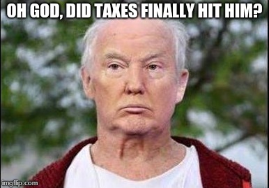 OH GOD, DID TAXES FINALLY HIT HIM? | image tagged in politics | made w/ Imgflip meme maker