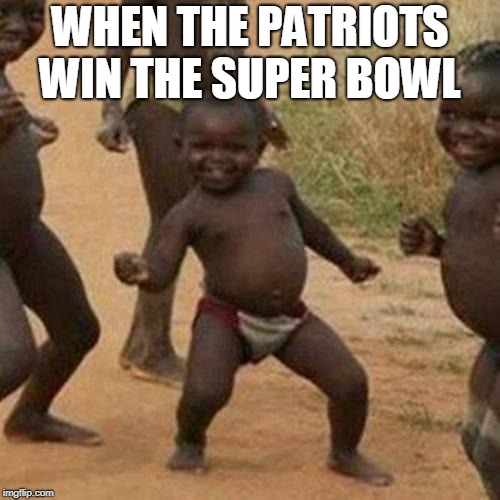 Third World Success Kid Meme | WHEN THE PATRIOTS WIN THE SUPER BOWL | image tagged in memes,third world success kid | made w/ Imgflip meme maker