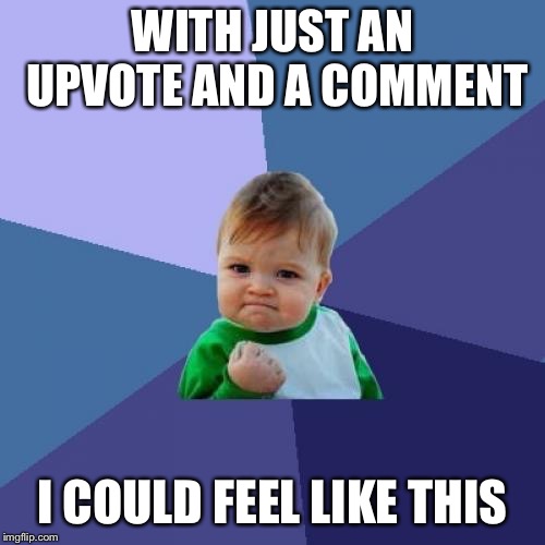 Donate to Charity | WITH JUST AN UPVOTE AND A COMMENT; I COULD FEEL LIKE THIS | image tagged in memes,success kid | made w/ Imgflip meme maker