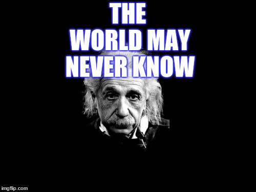 Albert Einstein 1 Meme | THE WORLD MAY NEVER KNOW | image tagged in memes,albert einstein 1 | made w/ Imgflip meme maker