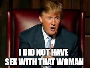 Donald Trump | I DID NOT HAVE SEX WITH THAT WOMAN | image tagged in donald trump | made w/ Imgflip meme maker