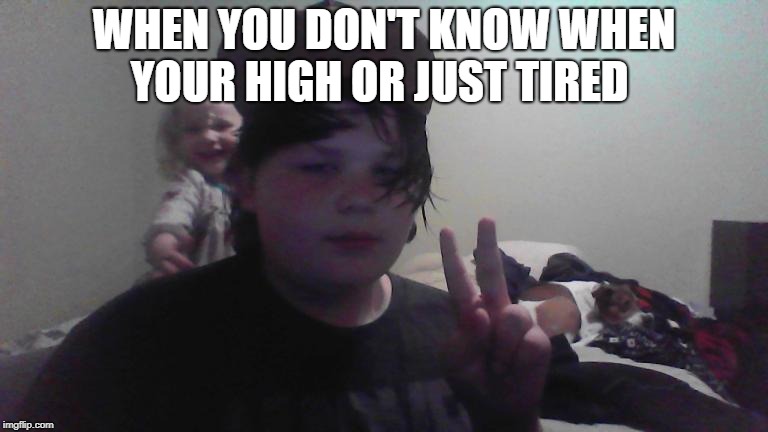 WHEN YOU DON'T KNOW WHEN YOUR HIGH OR JUST TIRED | image tagged in too damn high | made w/ Imgflip meme maker