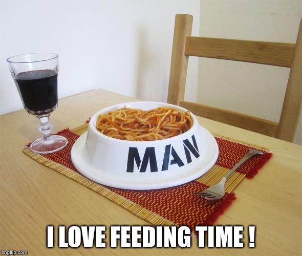 I LOVE FEEDING TIME ! | image tagged in bowl | made w/ Imgflip meme maker