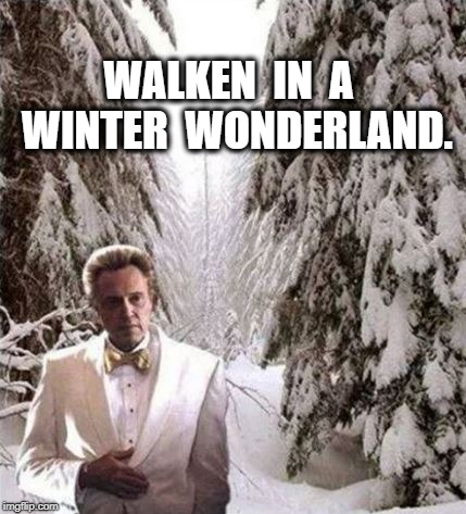 Walken in the snow | WALKEN  IN  A  WINTER  WONDERLAND. | image tagged in walken in the snow | made w/ Imgflip meme maker