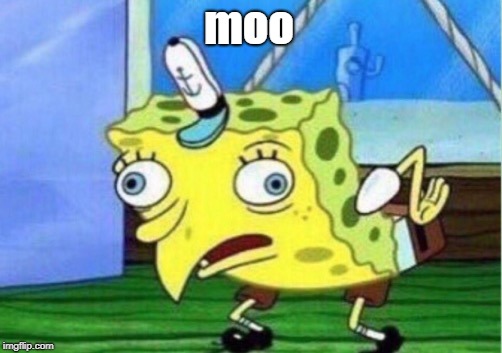 Mocking Spongebob Meme | moo | image tagged in memes,mocking spongebob | made w/ Imgflip meme maker