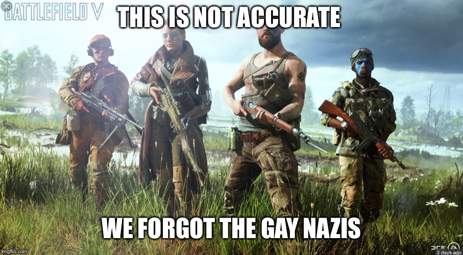 Battlefield 5 | THIS IS NOT ACCURATE; WE FORGOT THE GAY NAZIS | image tagged in battlefield 5 | made w/ Imgflip meme maker