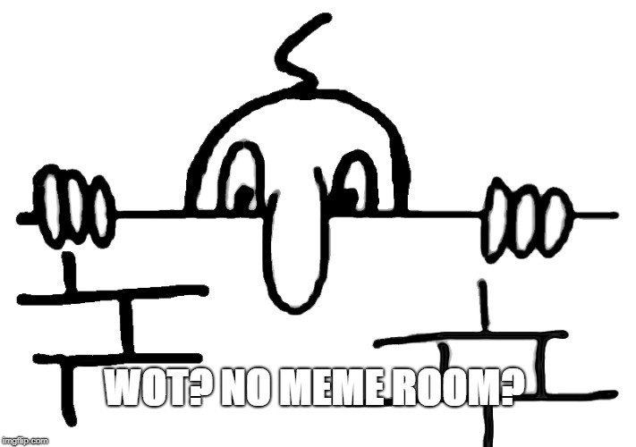 Wot No Chad | WOT? NO MEME ROOM? | image tagged in wot no chad | made w/ Imgflip meme maker