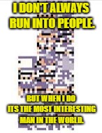 Missingno | I DON'T ALWAYS RUN INTO PEOPLE. BUT WHEN I DO ITS THE MOST INTERESTING MAN IN THE WORLD. | image tagged in missingno | made w/ Imgflip meme maker