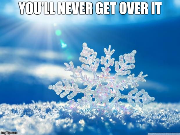 snowflake | YOU'LL NEVER GET OVER IT | image tagged in snowflake | made w/ Imgflip meme maker