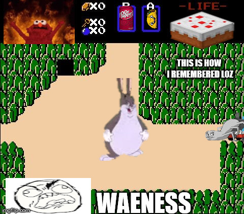 Zelda 1 | THIS IS HOW I REMEMBERED LOZ; WAENESS | image tagged in zelda 1 | made w/ Imgflip meme maker