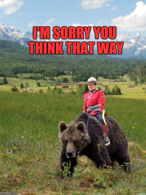 Canada | I'M SORRY YOU THINK THAT WAY | image tagged in canada | made w/ Imgflip meme maker