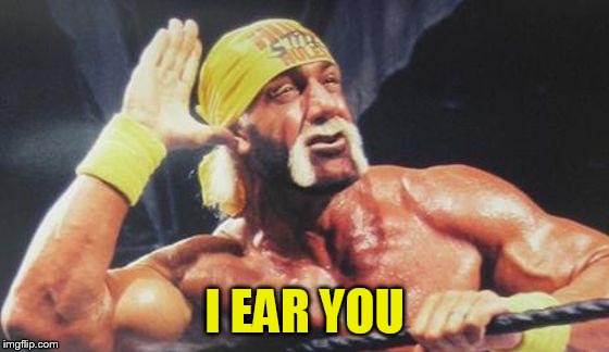 Hulk Hogan Ear | I EAR YOU | image tagged in hulk hogan ear | made w/ Imgflip meme maker