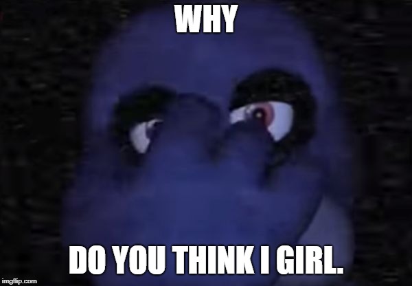 Bonnie Facepalm | WHY; DO YOU THINK I GIRL. | image tagged in bonnie facepalm | made w/ Imgflip meme maker
