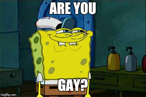 Don't You Squidward Meme | ARE YOU; GAY? | image tagged in memes,dont you squidward | made w/ Imgflip meme maker