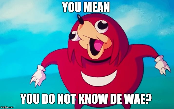 YOU MEAN YOU DO NOT KNOW DE WAE? | image tagged in ugandan knuckles | made w/ Imgflip meme maker