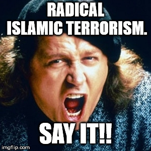 Sam kinison | RADICAL ISLAMIC TERRORISM. SAY IT!! | image tagged in sam kinison | made w/ Imgflip meme maker
