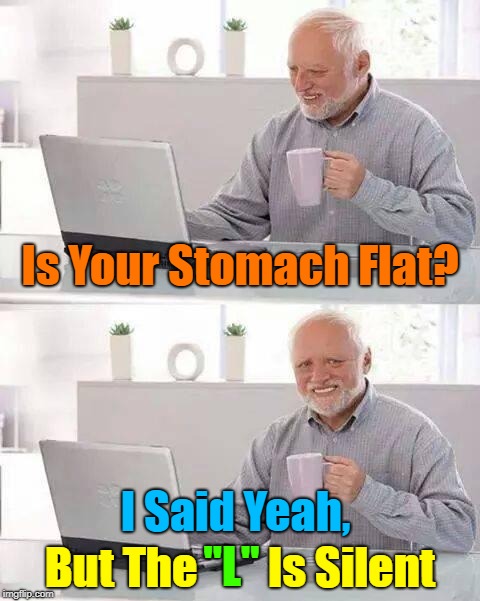 Whilst Chatting With A Lady On Facebook, She Asked.....(>‿◠)✌ | Is Your Stomach Flat? I Said Yeah, But The        Is Silent; "L" | image tagged in memes,hide the pain harold,facebook,my facebook friend,facebook problems,i'm slim and trim | made w/ Imgflip meme maker