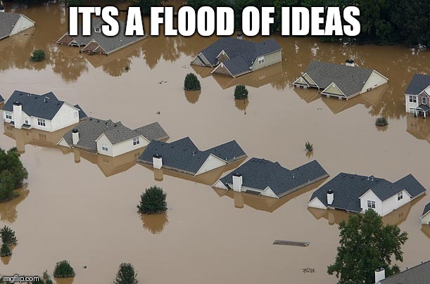 Flood | IT'S A FLOOD OF IDEAS | image tagged in flood | made w/ Imgflip meme maker